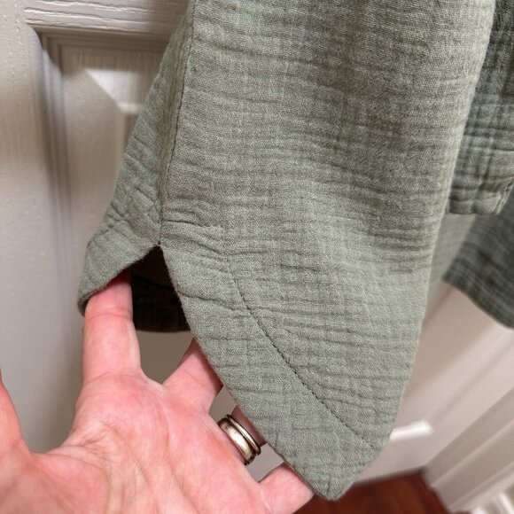 New Weatherproof Women's Gauze Midi Dress Size M Green Adjustable Belt At Waist - Picture 9 of 14